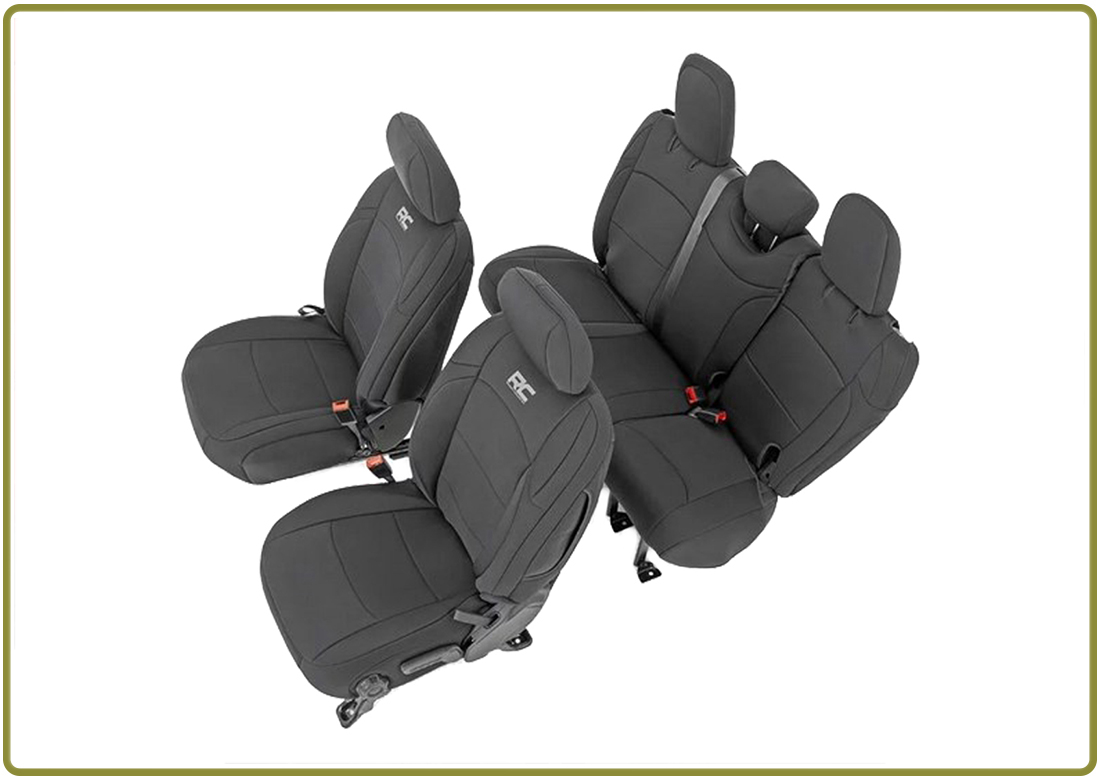 Set Copri sedili in neoprene Rough Country per Jeep Wrangler JLU 4 porte dal 2019 in poi